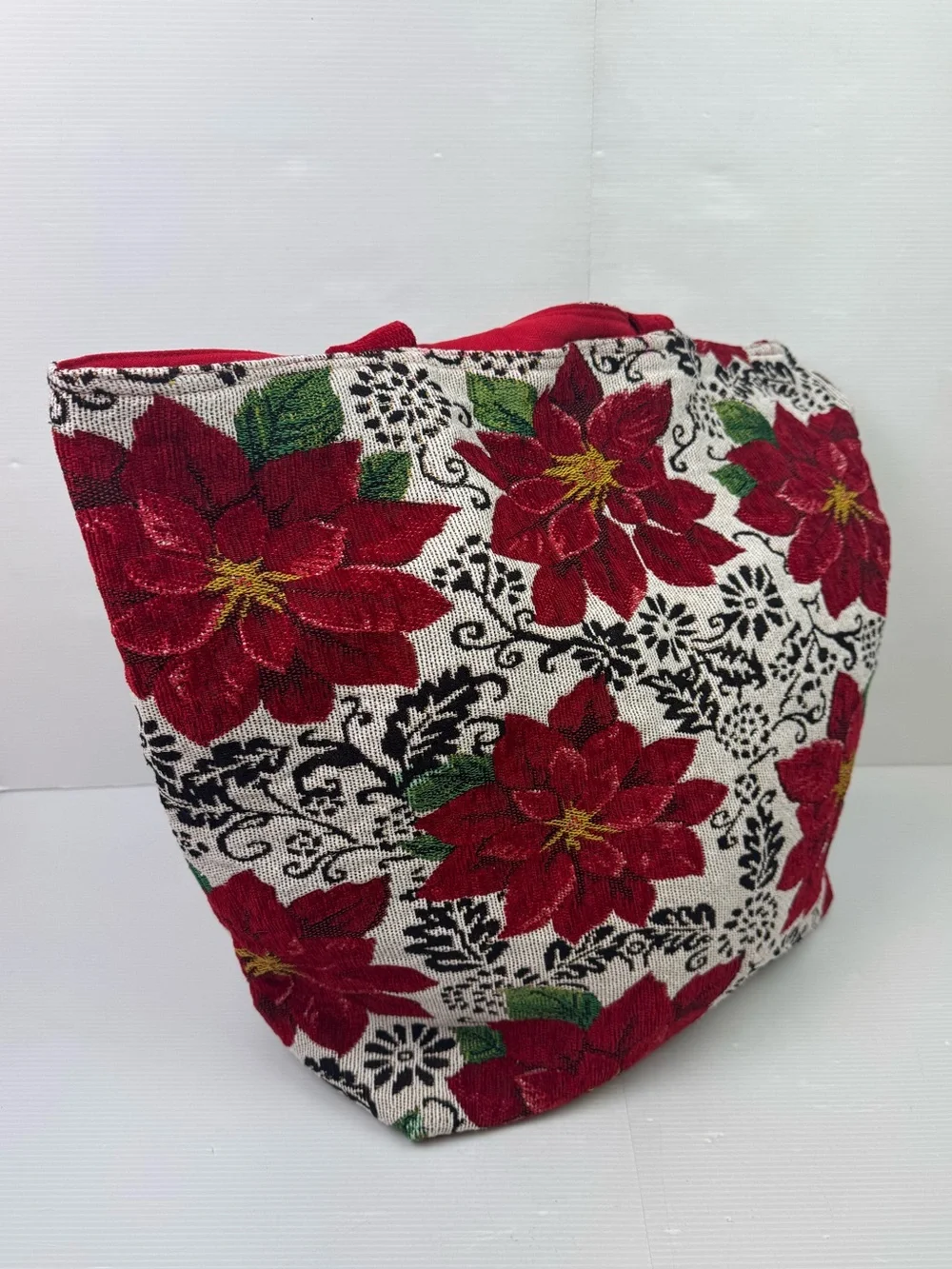 NWT Merry Christmas Tote Bag Poinsettia Floral Themed Style #TRSNO-TB 23x18x9”
